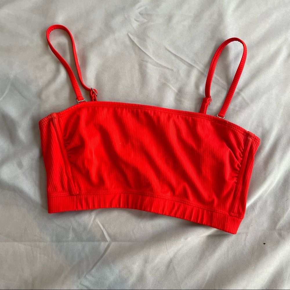 Neon Orange Bathing-Suit Crop Top